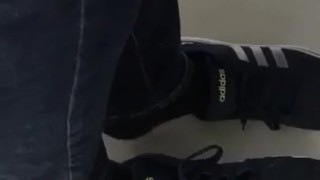 Male Adidas and Black Socks Shoeplay at work
