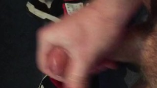 Edging my big curved dick and shooting