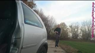 Blaue Feinstrumpfhose auf dem Feldweg ** FAN Video 14 **