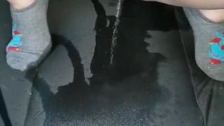 Steamy Car Piss - Got My Socks All Messy Too!