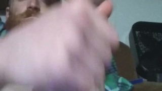 Big dick ginger stroking his dick till it gets hard and busts pt.2 (public)