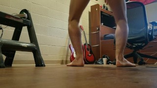 Skinny guy warms up naked