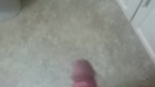 Horny guy with huge dick cums on floor