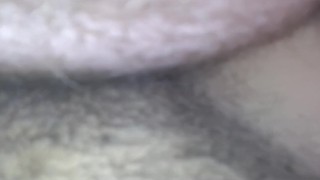 Wet teen pussy gets cummed on by big white dick