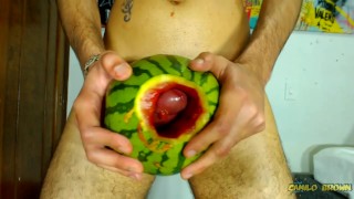 Fucking a watermelon until I cum inside it - Camilo Brown