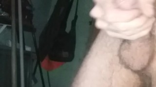 Big cock stroked on front porch. Public. Baby it's cold outside. Shaky legs