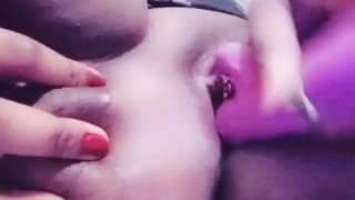 Tight fat pussy enjoying fun toy