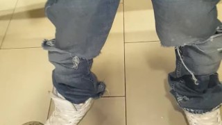 Public jack off uncut cock