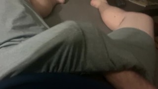 Jacking off under my shorts! SO MUCH CUM!
