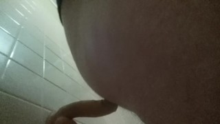 trying to see how far sissies dildo will go in my tight ass