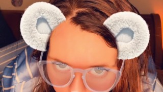 Snapchat Smiling Redhead in Glasses Sucking Cock till CIM POV