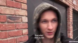  CZECH HUNTER 406 - Twink In His Hoodie Gets Persuaded To Give Up His Ass For Cash