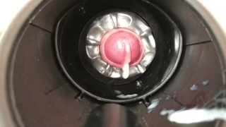Two ruined cumshots with Fleshlight Launch and Quickshot