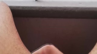 Jerking off in the balcony outside cum shot - Camilo Brown