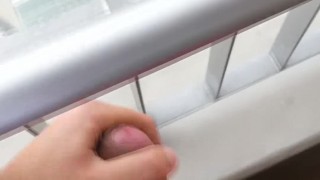 Jerking off in the balcony outside cum shot - Camilo Brown