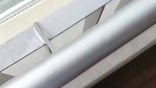 Jerking off in the balcony outside cum shot - Camilo Brown