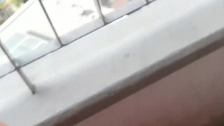 Jerking off in the balcony outside cum shot - Camilo Brown