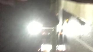 Quick piss outside at a Public gas station