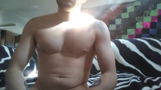 Shirtless guy wake up stretching