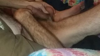 Big cock jacked off and big feet played with. Creamy cum. Hot n horny!