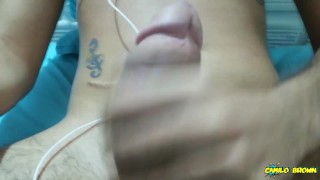 Jerking off in front of you and eating my cum - Camilo Brown