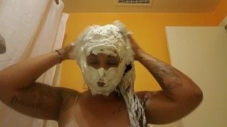 Shaving cream on face. A fun custom I did with real reaction