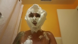 Shaving cream on face. A fun custom I did with real reaction