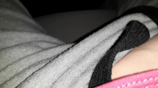 Fast fingerfucking myself in the car while it rains waiting for my next rid