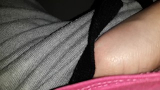 Fast fingerfucking myself in the car while it rains waiting for my next rid