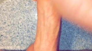 barely legal Solo Male with Huge Dick jerking off in stranger's bathroom