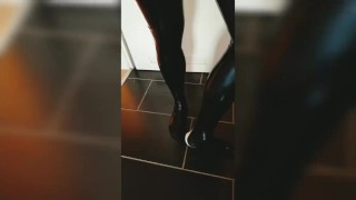 Black latex stockings