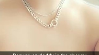 Perving on daddy in the shower on Snapchat