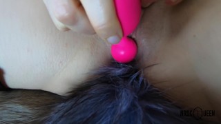 Masturbation with Furry tail butt plug 4K