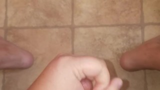 Jerking in the bathroom