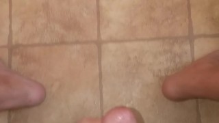 Jerking in the bathroom