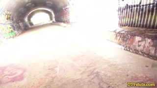 PORNSTAR KARMA RX PUBLIC ROUGH DOGGY FUCK IN A DIRTY TUNNEL SEX TAPE