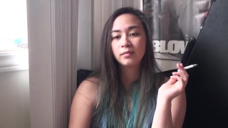 Miss Dee Nicotine having her morning Cigarette