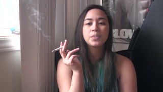Miss Dee Nicotine having her morning Cigarette