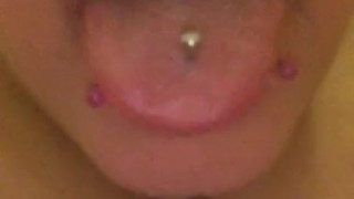 Beautiful face, sexy wet mouth