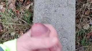 Jerking off in public after jogging