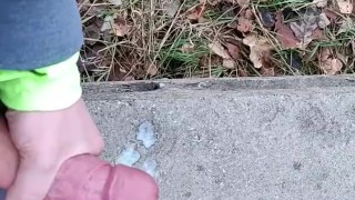 Jerking off in public after jogging