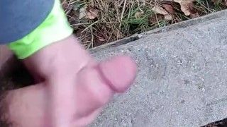 Jerking off in public after jogging