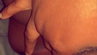 Ebony Teen playing with her fat wet pussy