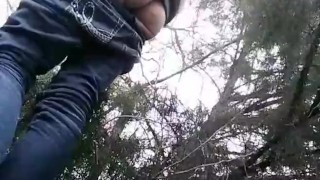 Sexy Smokin good girl Roxy flash & rub perfect teen body in woods- public
