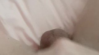 POV Slim guy with big dick cums quick on stomach