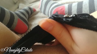 4K Intense orgasm with masturbation in panty and socks