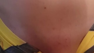 Cute Femboy in Tracer cosplay ruins orgasm onto mirror