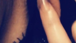 Snapchat teaser — pierced clit pussy-rubbing in crotchless panties