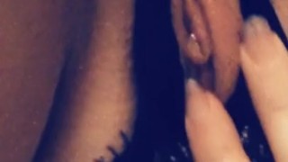 Snapchat teaser — pierced clit pussy-rubbing in crotchless panties
