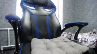 Cute girl fucks herself with a big black dildo in a bear costume